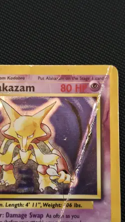 Alakazam Holo Rare Pokemon Card 1/102 Base Set 1999 Unlimited Damaged! - Image 3