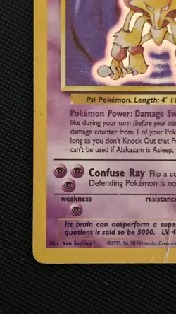 Alakazam Holo Rare Pokemon Card 1/102 Base Set 1999 Unlimited Damaged! - Image 5
