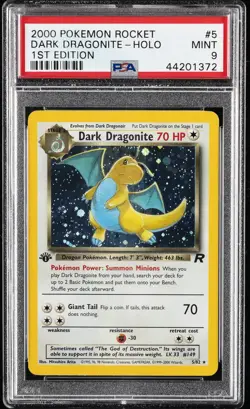 2000 POKEMON ROCKET 1ST ED #5 DARK DRAGONITE-HOLO PSA 9 - Image 1