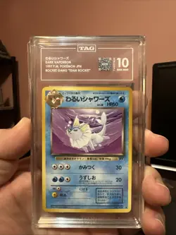 Pokemon 1997 Japanese Team Rocket Gang Dark Vaporeon #134 Non-holo TAG 10 Gem - Image 1