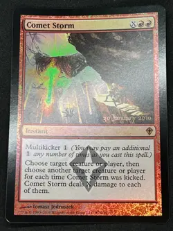 Magic the Gathering MTG Comet Storm Red Prerelease Promo Foil - Image 1