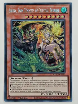 Yu Gi Oh - BPRO-EN027 Shiina, Twin Tempests of Celestial Thunder - Secret Rare - Image 1