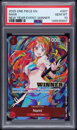 2025 ONE PIECE PROMOS NEW YEAR EVENT-WINNER #007 NAMI PSA 10 - Image 1