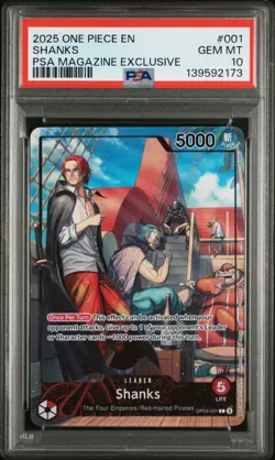 One Piece Shanks OP09-001 - PSA 10 Gem Mint - 2025 PSA Magazine Promo - Image 1