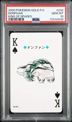 2000 Pokemon Playing Card Poker GOLD SET Donphan #232 PSA 10 (GEM MINT 10) - Image 1