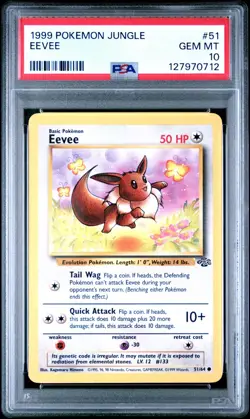 Eevee 51/64 Jungle PSA 10 GEM MINT FRESH CERT Graded Pokemon TCG Card 1999 WOTC - Image 3