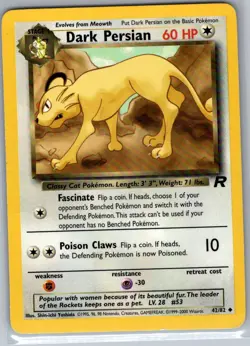 Dark Persian 42/82 Non Holo Team Rocket - Pokemon Card - NM - Image 1