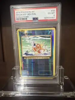 2016 POKEMON XY EVOLUTIONS #33 MAGIKARP-REVERSE FOIL PSA 6 - Image 1