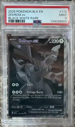 Zekrom ex 172/086 Sv: Black Bolt Holo PSA 9 Pokemon Black White Rare English - Image 1