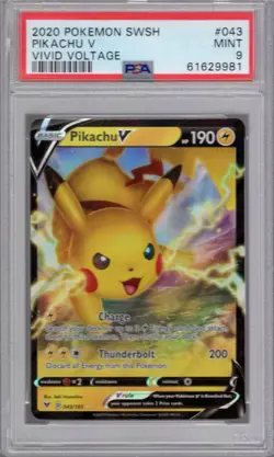 Pokemon Sword & Shield Vivid Voltage Full Art Rare #043 Pikachu PSA 9 - Image 1