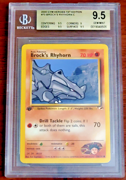 🔴BGS 9.5🔴Pokemon - GYM HEROES BROCK'S RHYHORN 1st Edition - Image 1