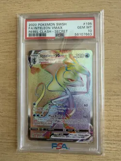 Pokemon TCG Inteleon VMAX 195/192 Rebel Clash Secret Rare PSA 10 - Image 1