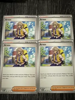 4x Arven 186/197 Trainer Playset 4x Pokemon S&V Obsidian Flames OBF - 4 Card Set - Image 1