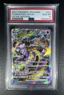 PSA 10 Pokemon TCG Gem Mint JPN Mewtwo VSTAR 221/172 SAR S12a - Image 1