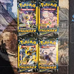Pokemon Sun & Moon Lost Thunder (4) 3-Card Booster Packs Art Set 2018 Sealed - Image 2