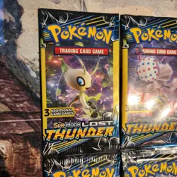 Pokemon Sun & Moon Lost Thunder (4) 3-Card Booster Packs Art Set 2018 Sealed - Image 3