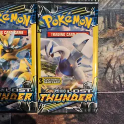 Pokemon Sun & Moon Lost Thunder (4) 3-Card Booster Packs Art Set 2018 Sealed - Image 4