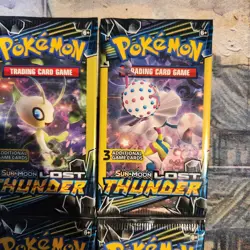 Pokemon Sun & Moon Lost Thunder (4) 3-Card Booster Packs Art Set 2018 Sealed - Image 5