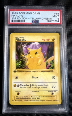 1999 Pokemon Base Set Pikachu yellow cheeks PSA 9 1st edition 58/102 Mint - Image 1