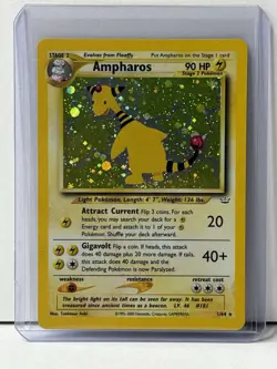 Pokemon TCG Ampharos Neo Revelation Holo Card 1/64 Unlimited Rare! - Image 1