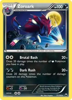 Zoroark 71/108 Dark Explorers Pokemon Card LP - Image 1