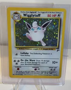 Pokemon TCG Wigglytuff Base Set 2 Holo Rare Card 19/130 Swirl - Image 1