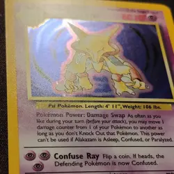 Pokemon -Alakazam Base Set 1/102 Holo Unlimited Holo Rare Excellent condition! - Image 3