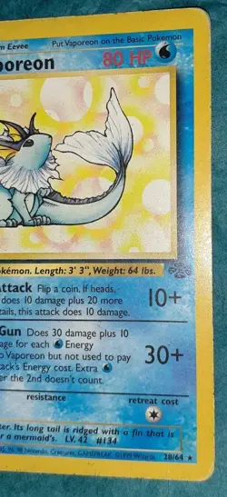 Pokemon TCG Vaporeon Jungle Card 28/64 Non Holo - Image 2