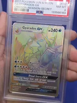 Pokemon Sun Moon Crimson Invasion Gyarados GX 112/111 Rainbow Secret Rare PSA 8 - Image 2