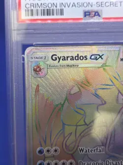 Pokemon Sun Moon Crimson Invasion Gyarados GX 112/111 Rainbow Secret Rare PSA 8 - Image 3