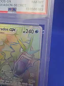 Pokemon Sun Moon Crimson Invasion Gyarados GX 112/111 Rainbow Secret Rare PSA 8 - Image 4
