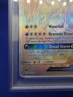 Pokemon Sun Moon Crimson Invasion Gyarados GX 112/111 Rainbow Secret Rare PSA 8 - Image 5