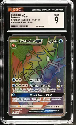 CGC 9 Gyarados GX 2017 Crimson Invasion 112/111 Rainbow Rare Holo Pokemon Card - Image 1