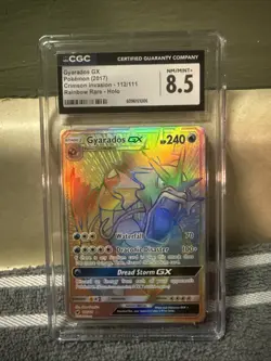 2017 Pokemon Crimson Invasion Gyarados GX 112/111 Rainbow Secret Rare CGC 8.5 - Image 1