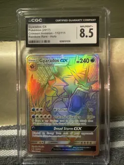 2017 Pokemon Crimson Invasion Gyarados GX 112/111 Rainbow Secret Rare CGC 8.5 - Image 2