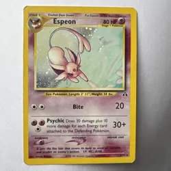 Pokemon TCG Espeon Neo Discovery 1/75 Holo Rare Vintage 2001 MP - Image 1
