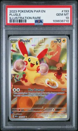 2023 POKEMON PAR EN-PARADOX RIFT ILLUSTRATION RARE #193 PLUSLE PSA 10 - Image 1
