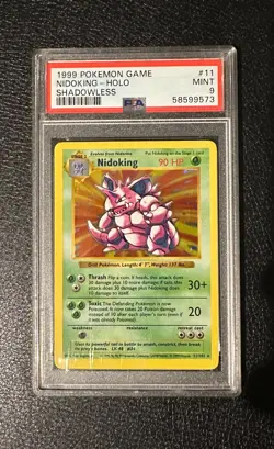 Pokemon Base Set Shadowless Nidoking Holo 11/102 PSA 9 - Image 1