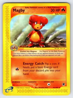 Magby 52/165 2002 Expedition Pokemon Card TCG Vintage WOTC Non Holo Rare Nm/Vlp - Image 1