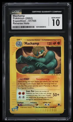 Pokemon CGC 10 GEM MINT Machamp 51/165 Expedition Reverse Holo 2002 E-Reader - Image 1