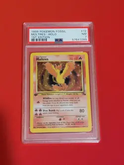 Moltres 12/62 - Fossil Set Holo Unlimited Pokemon Vintage WotC 1st Edition PSA 7 - Image 1