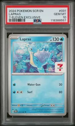 2024 POKEMON SCR EN-STELLAR CROWN 7-ELEVEN EXCLUSIVE #031 LAPRAS PSA 10 - Image 1