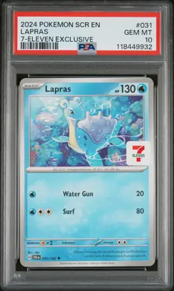 2024 POKEMON SCR EN-STELLAR CROWN 7-ELEVEN EXCLUSIVE #031 LAPRAS PSA 10 - Image 1
