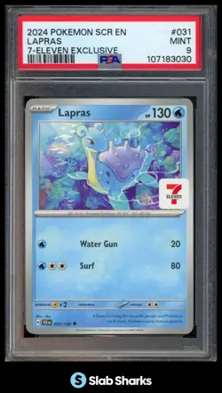 2024 POKEMON SV STELLAR CROWN - SCR EN #031/142 LAPRAS 7-ELEVEN EXCLUSIVE PSA 9 - Image 1