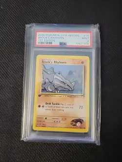 POKEMON 2000 Gym Heroes BROCK'S RHYHORN 1st Edition #70 PSA 9 Mint RARE - Image 1