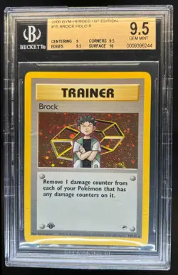 2000 Pokemon Gym Heroes 1st Edition Brock Holo #15/132 BGS 9.5 - Image 1