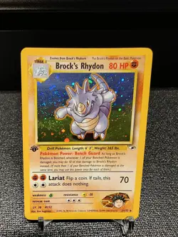 2000 Pokemon Gym Heroes 1st Edition Brock's Rhydon Holo #2/132 LP - Image 1