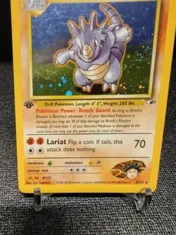 2000 Pokemon Gym Heroes 1st Edition Brock's Rhydon Holo #2/132 LP - Image 2