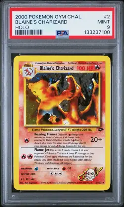 2000 POKEMON GYM CHALLENGE HOLO #2 BLAINE'S CHARIZARD PSA 9 - Image 1