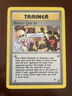 Pokemon Trainer Card Blaine's Quiz #1 Gym Heroes 97/132 Regular Rare - Image 1